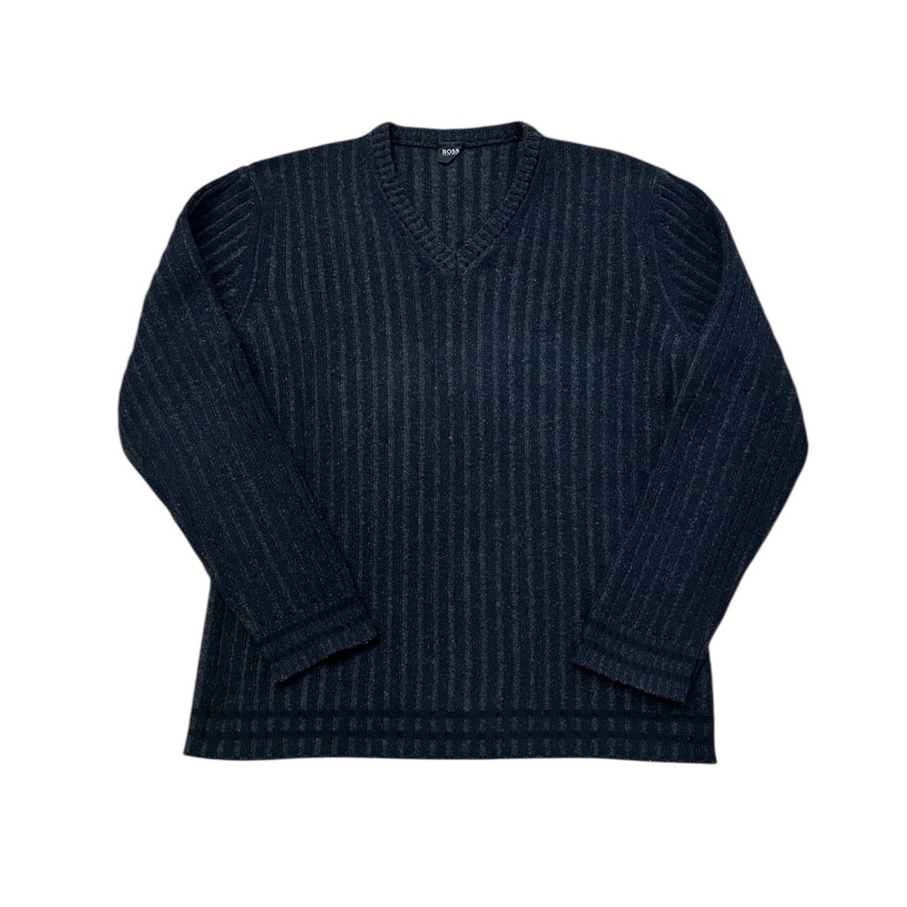 BOSS Hugo Boss Mens Medium Ribbed Knit Sweater Wool Quiet Luxury Winter